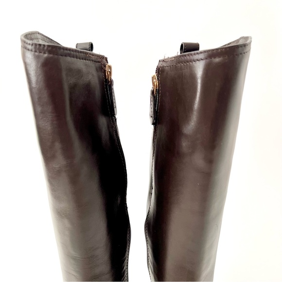 TORY BURCH | Tall Riding Boots Bristol Dark Brown Coconut Leather Size 7 - Picture 8 of 15